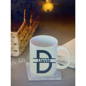 Personalized monogram coffee cup DAVID “D” great Father’s Day gift ￼